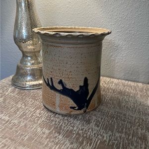 Studio Art Pottery Vase 4” With Lovely Earth tones Signed By Artist